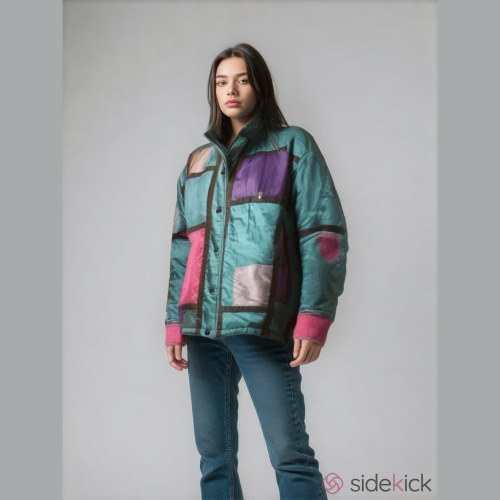 Spencer Douglas Colorful Geometric Pattern Jacket Vintage Retro 80s 90s
